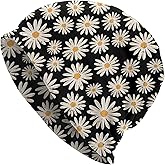 LAIPUTER Vintage Daisy Flowers Beanie Standard Closed Chemo Knitted Hats Baggy Slouchy Skull Cap Cancer Headwear for Women Men