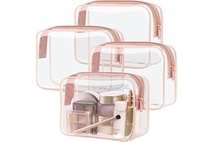 PACKISM TSA Approved Toiletry Bag, Clear Makeup Bag Waterproof Quart Size Bag, Travel Makeup Cosmetic Bag for Women Men, Carr