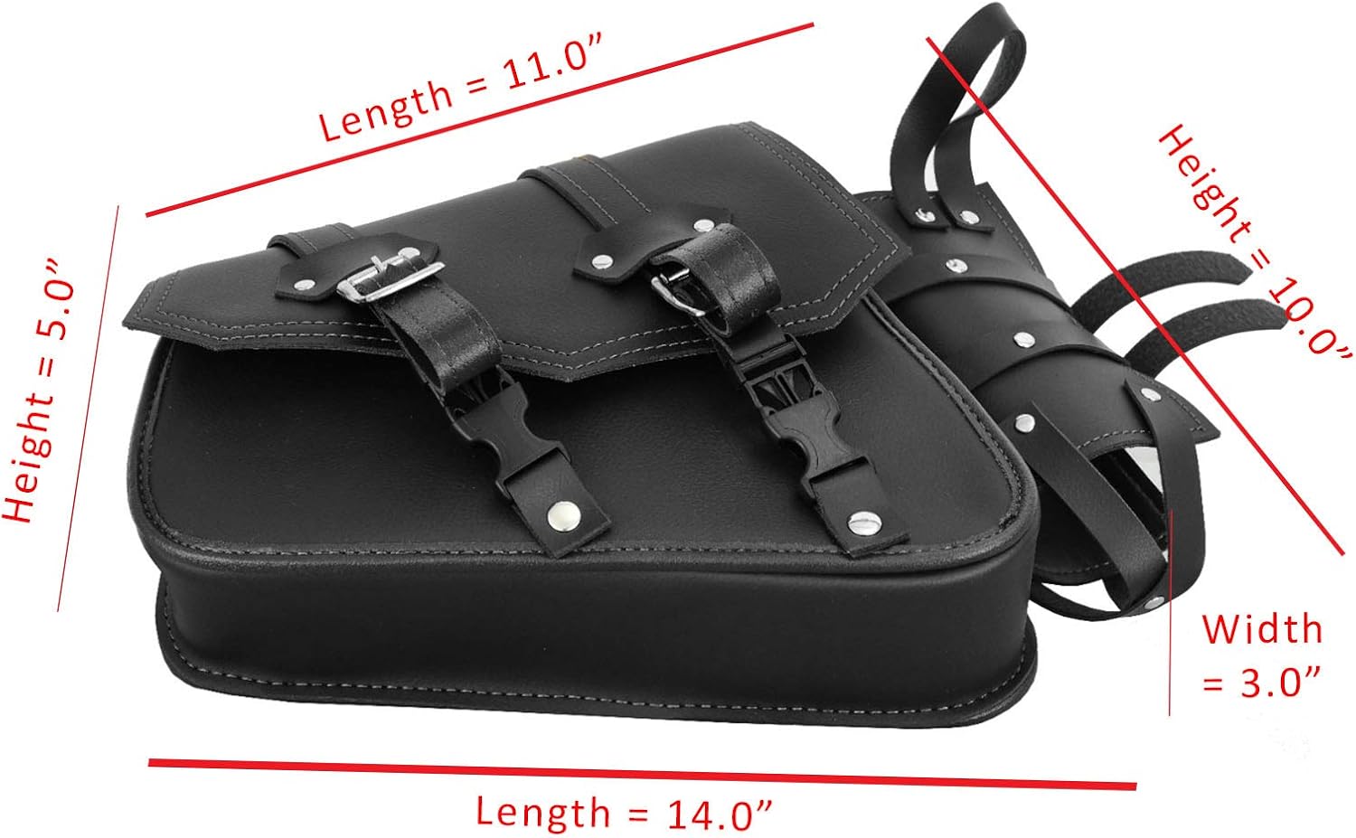 246-Black Motorcycle Saddle bag Leather Motorbike Solo Left side Single with Bottle holder Equipment Storage Organizer Seat pack Saddle bag Waterproof Storage tool Box - Image 3