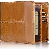Swallowmall Mens Wallet Rfid Blocking Genuine Leather Bifold Wallets with 1 ID Window 15 Card Slots