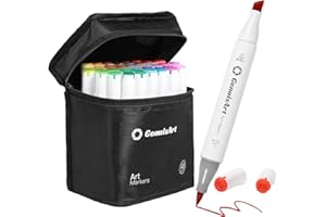 GenuisArt Alcohol Markers,48 Colors Dual Tips Paint Markers,With Bleeding-Proof Drawing Mat,Art Markers for Coloring,Sketching,Card Making and DIY Patinting- Perfect for Adults and Kids -Refillable