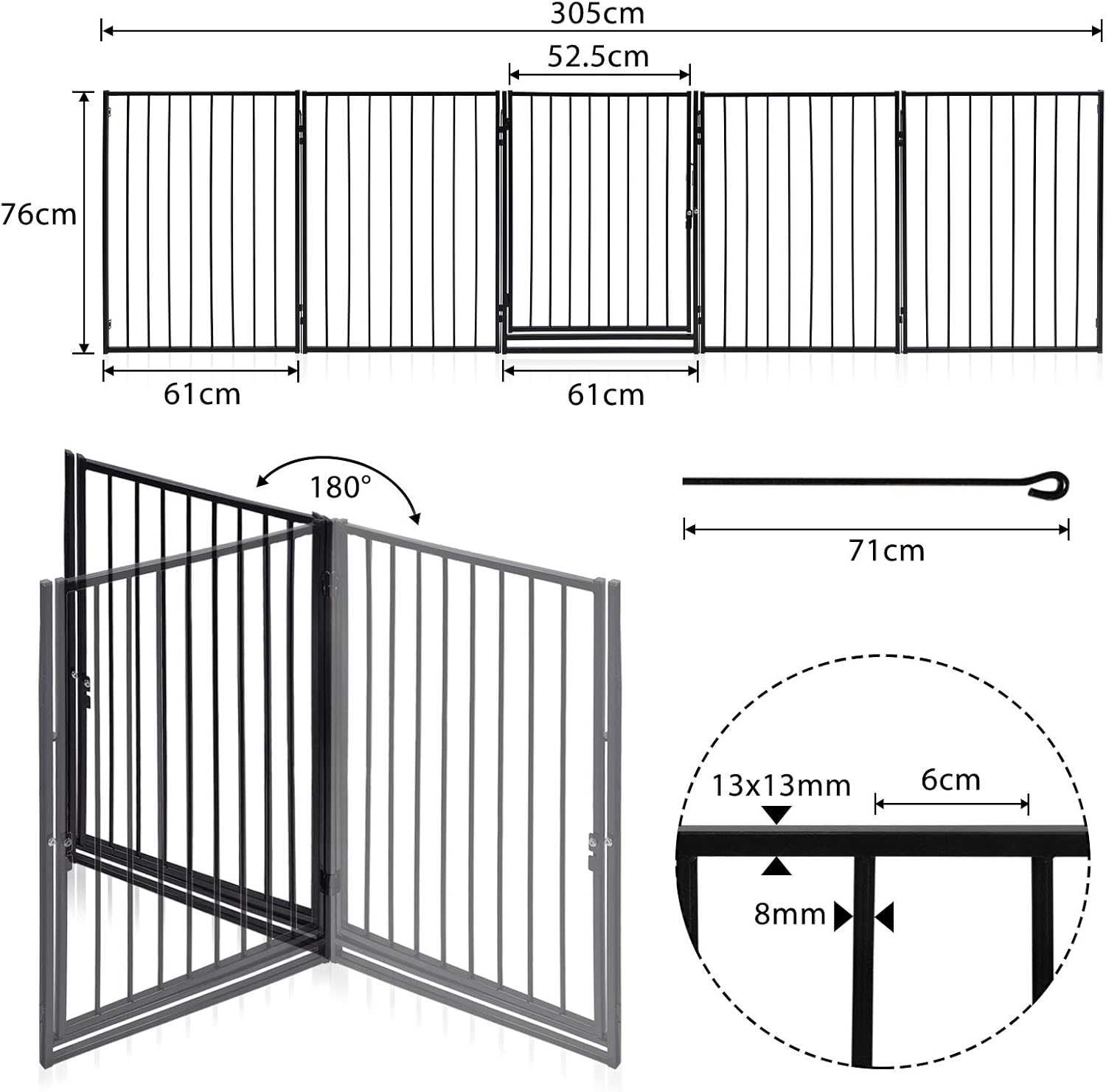Grille De Protection En 5 Elements Stable Pliable Barriere De Protection Cheminee Uisebrt Barriere De Securite Enfant 305cm Noir Barrieres Et Extensions Bebe Et Puericulture Centroarco Com