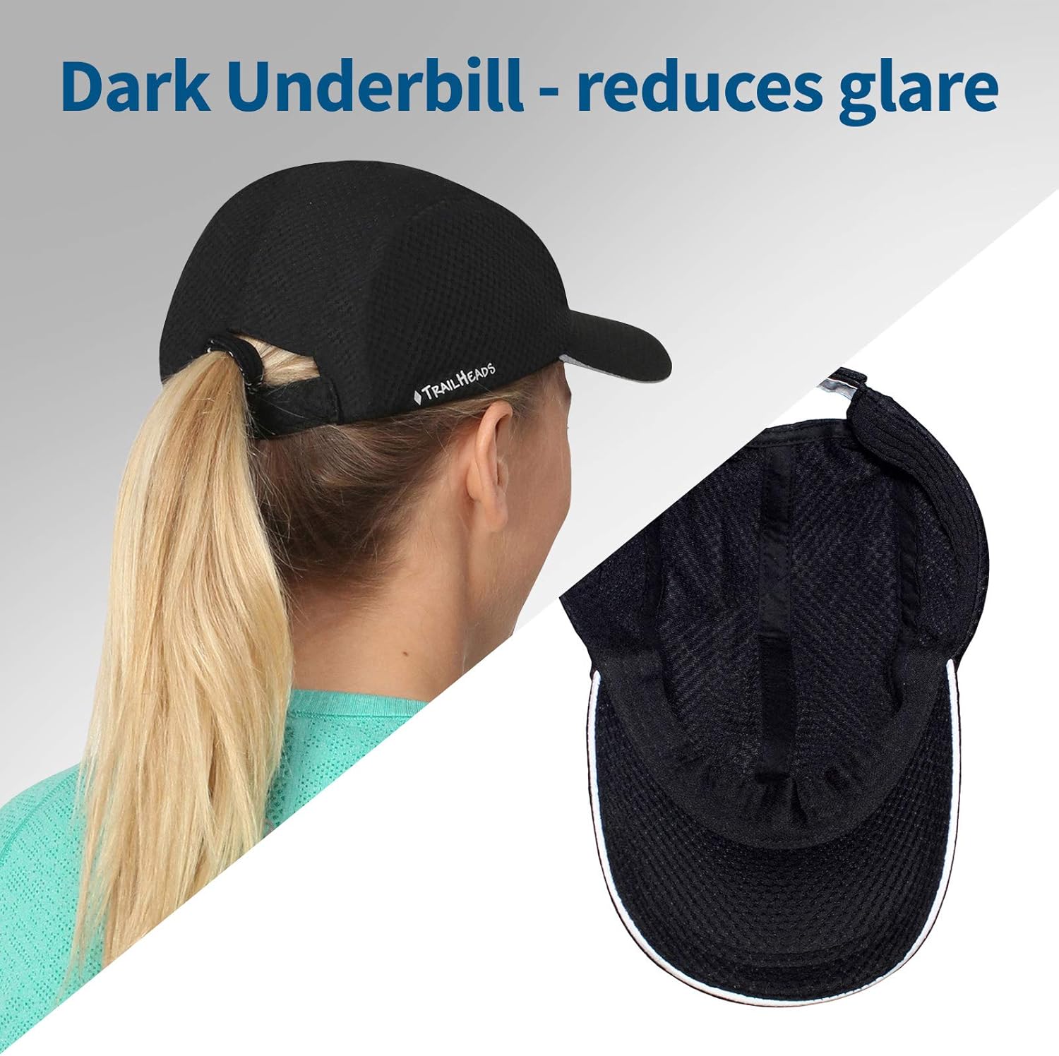 TrailHeads Race Day Performance Running Cap | The Lightweight, Quick Dry, Sport Cap for Women - Black: Clothing
