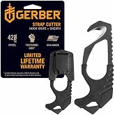 Gerber Seatbelt Strap Cutter with Glass Breaker, Car Escape Tool, Black | stocking stuffers, gifts for men, vehicle emergency tool, cuts seatbelts, breaks windows, pocket size, made in the USA