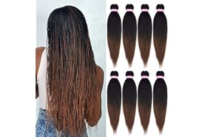 DORSANEE Pre-Stretched Braiding Hair Extensions-16 Inch 8 Packs Synthetic Braiding Hair Crochet Braids, Natural Easy Braid Crochet Hair, Hot Water Setting Professional Soft Yaki Straight Texture (#1B/30)