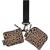 Women Wristlet Coin Purse Keychain Card Wallet Change Pouch Cheetah Leopard Print Animal Portable Mini Bags Dual Pouch