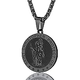 PROSTEEL Saint St Christopher/Benedict/Michael Medal Necklace for Men, 316L Stainless Steel Protection Necklace Catholic Jewelry, 22"-24" Adjustable, Come with Box