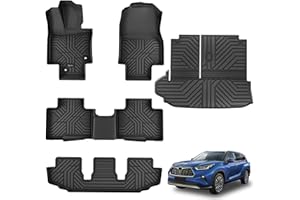 KARPAL Floor Mats Fit for Toyota Highlander 2020-2025 2026 7-Seater, Custom Fit All Weather TPE Floor Liners, 1st & 2nd Row & Cargo Liner & Backseat Mat, Highlander Accessories