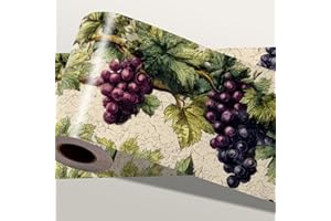 IOHEFY Grape Vine Wallpaper Border 196x4 Inch Removable Wall Border Peel and Stick Purple Red Grapes Leaf Design for Kitchen Dining Room Living Room Wall Trim Decor Rustic Vineyard Tuscan Style
