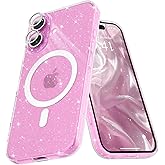 Micoden for iPhone 16 Case for Women Girls, Sparkle Clear Magnetic Compatible with MagSafe Cute Shockproof Full Camera Protection Glitter Soft Silicone Phone Case for iPhone 16, Glitter Clear