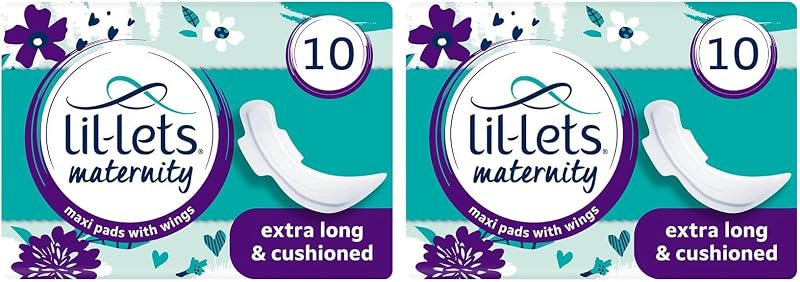 Lil-Lets Maternity Pads 10 Maxi Thick Extra Long with Wings Pack of 2