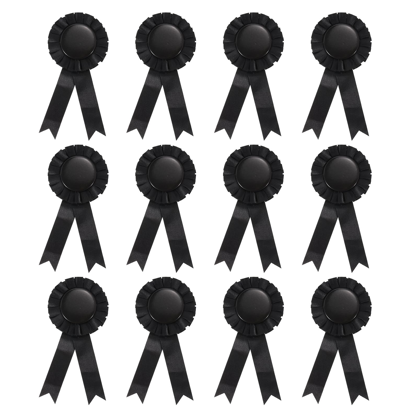 PATIKIL Blank Award Ribbon, 12 Pcs Rosette Ribbon Honorable Prize Recognition Ribbon for DIY, Party, Wedding, Competition, Sport, Black