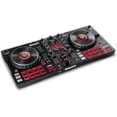 Numark Mixtrack Platinum FX DJ Controller | 4-Decks, 3-Band EQ DJ Mixer, Jog Wheel Displays, 16 Pads, 2 Effects Paddles, Audio Interface, Serato DJ Lite