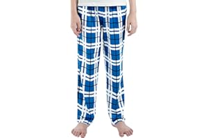 Cooraby Boys Plaid Pants Boys Girls Printed Plaid Pants with Pockets Drawstring Elastic Waist for Christmas
