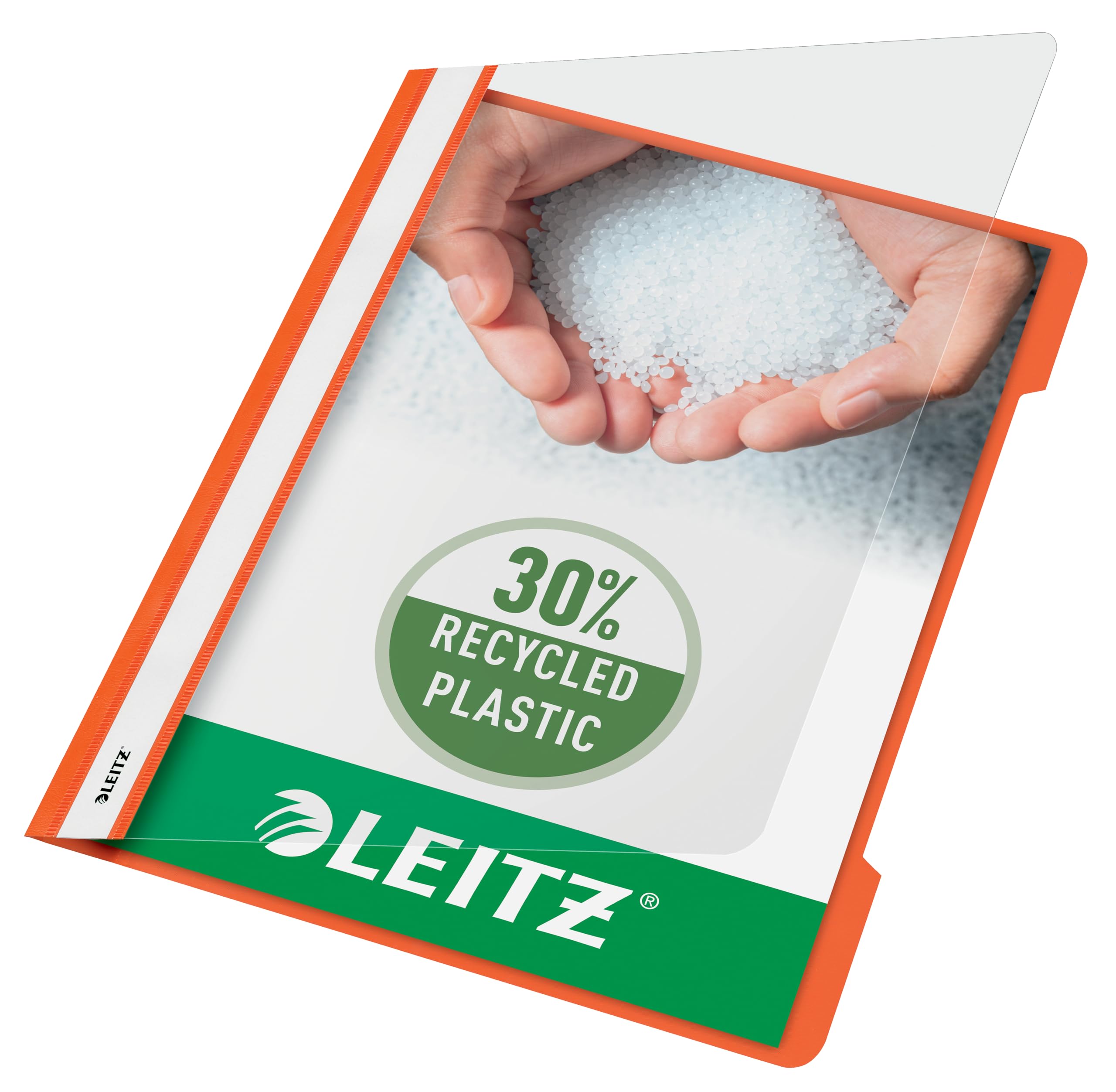 Leitz A4 Standard Plastic File, Pack of 25, 250 Sheet Capacity, Orange, 41910045