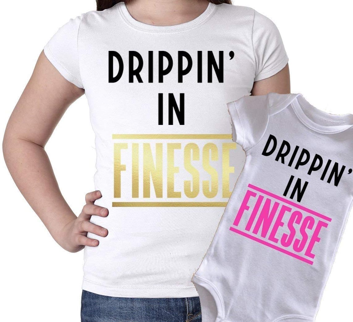 GIRLS Drippin' in Finesse bodysuit or T-shirt Black White Gold PINK Cute Swag Retro