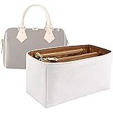 OLSEEY Purse Organizer Insert for handbag，Dupont paper Ultra-Light weight Bag Organizer Insert for LV Speedy 20 Waterproof (Small-white brown)