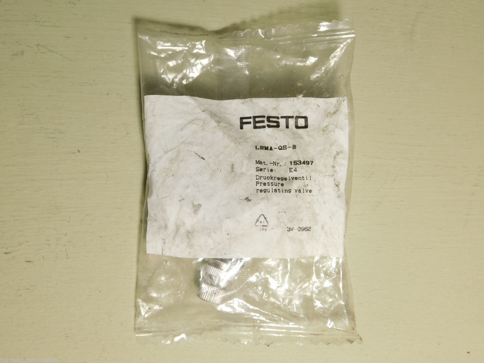 Festo 153497 Lrma-QS-8 Pressure Regulator with Push in Connector