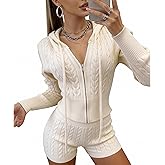 Truwelby Women's Zip Up Hoodie Cable Knit Sweater Crop Cardigan Sweater 2026 Spring Long Sleeve Y2k Jacket