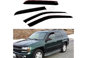 LQQDP 4pcs Front+Rear Smoke Sun/Rain Guard Outside Mount Tape-On Window Visors Compatible with 02-09 Trailblazer Envoy 5 Passenger Models