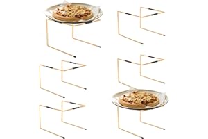 HPC DEC R OUR HAPPY PLACE HPC DECOR 6Pcs Gold Metal Pizza Stands for Tables- Pizza Pan Riser Rack Holder,Food Display Riser Stands for Party Buffet Table Platter Tray-Display Stands,Pizza Rack for Pizza Dessert Cheese Baking