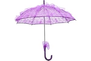 FUOYLOO Lace Bridal Parasol Umbrella Small Purple Decorative Umbrella Wedding Photography Prop for Bridal
