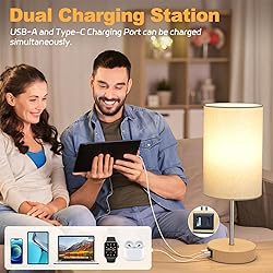 AKASUKI Table Lamp for Bedroom, 3 Way Dimmable
