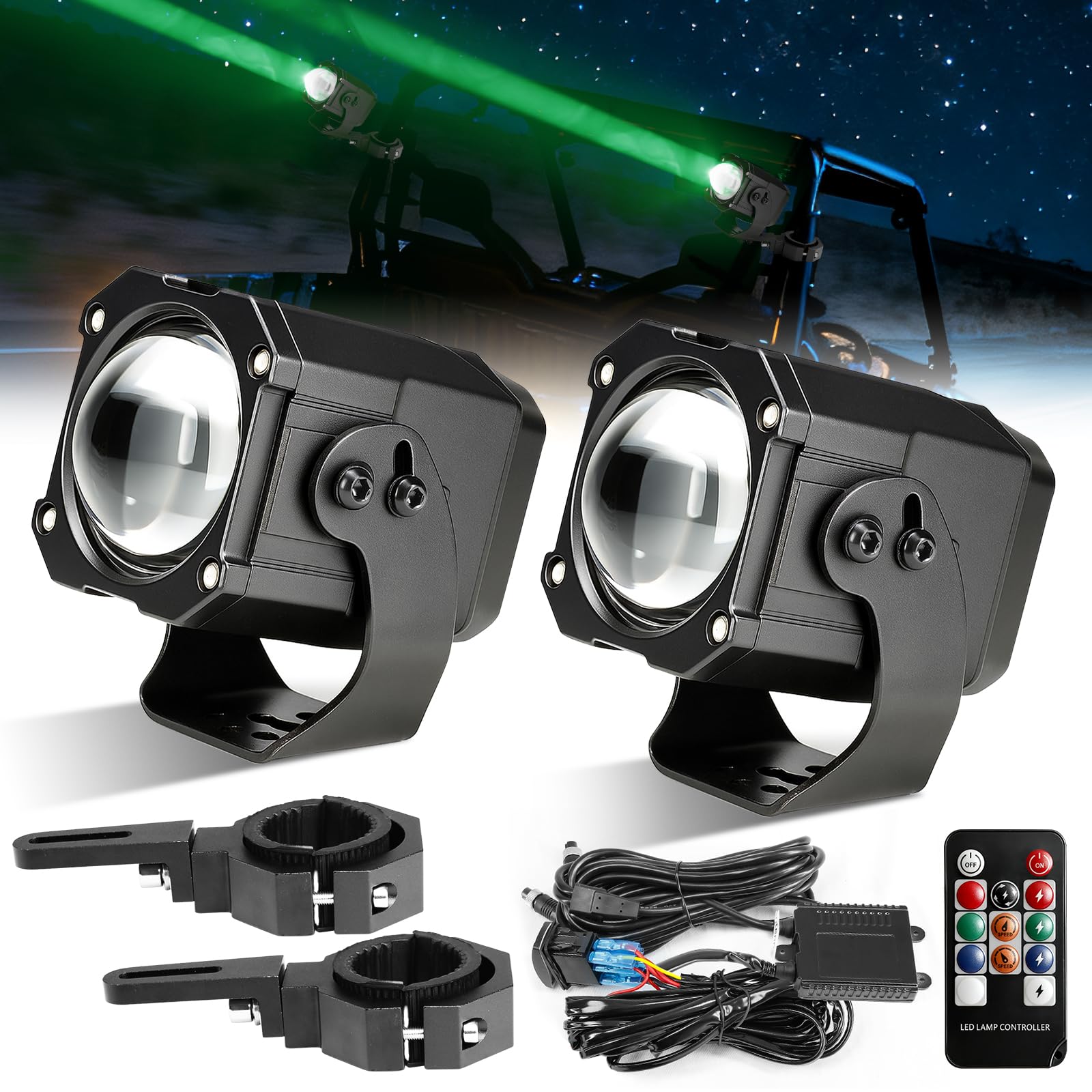 Photo 1 of ***USED***ZIMABLUE 2 PCS Whipless LED Whip Lights Spot Beam 4265 FT Range RGBW Chasing Whipless Whip Light fit 1.5''-2'' Roll Cage, Alien Lights Compatible with Polaris RZR Can-Am Maverick X3 UTV ATV SXS Truck