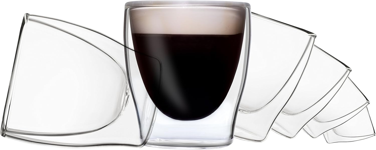 DUOS 6X 80ml doppelwandiges Gläser-Set mit Schwebe-Effekt, Espressogläser,Tee