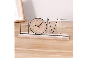 Desk Shelf Clock, Modern Decorative Letter Table Clock Ornament, Battery Operated, for Living Room, Bedroom, Office (Home Ver