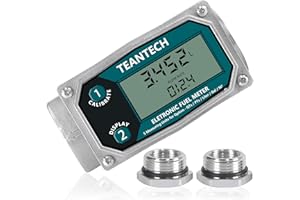 TEANTECH Flow Meter - 3/4" Digital Flow Meter Aluminum Alloy Engineered Flowmeter Turbine Flow Meter Oil Fuel Flow Meter for Measure Diesel Kerosene Gasoline (3/4 inch)