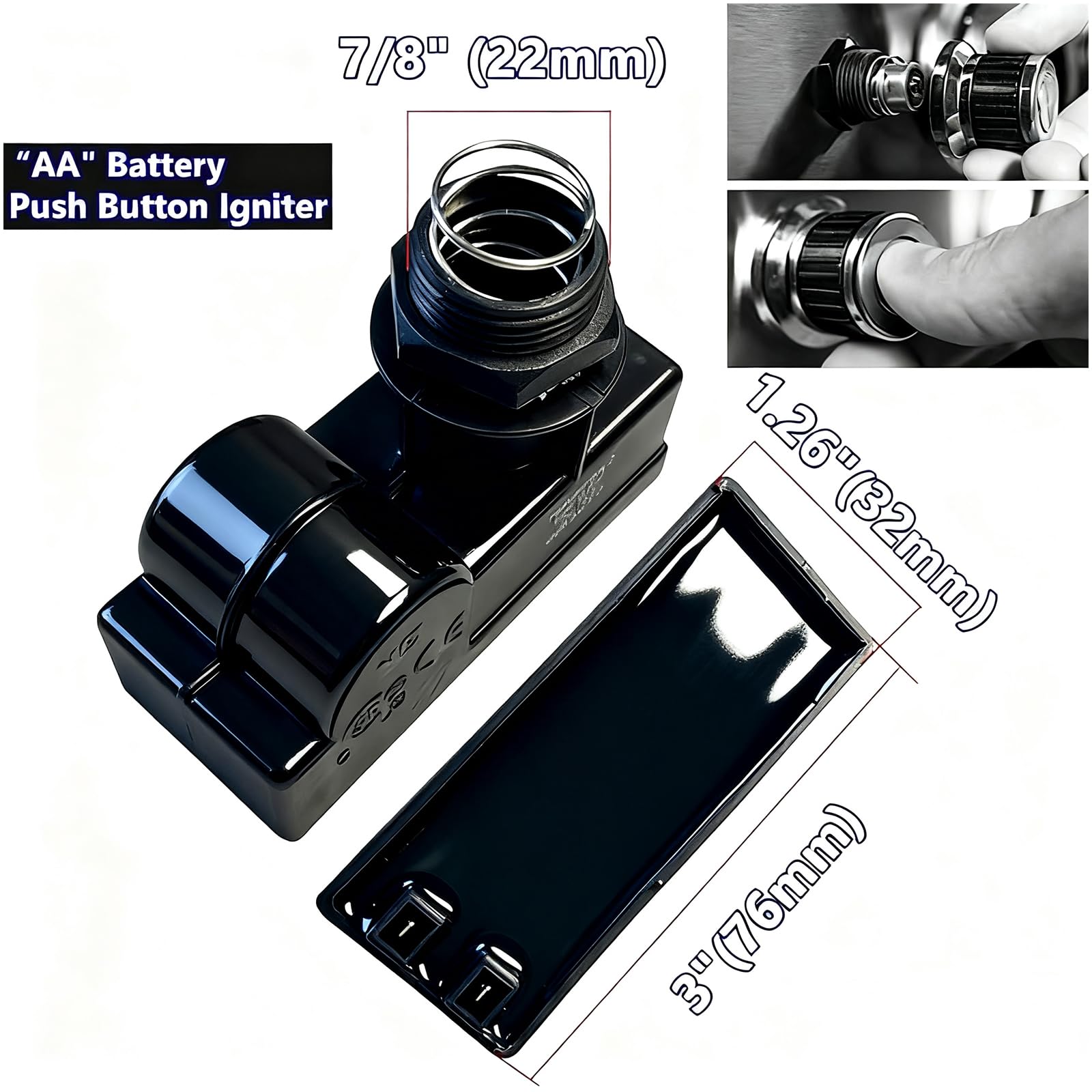 MCAMPAS Universal AA Battery Push Button Igniter - Gas Grill Replacement Compatible with Char-Broil, Nexgrill, Brinkmann, Blackstone Griddle (2 Outlet - Silver)