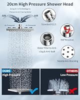 Hibbent 8 Inch Rain Shower Head Stainless Steel Chrome Square Swivel view 2