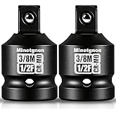 2PCS Impact Socket Adapter &amp; Reducer Set 1/2 F to 3/8 M CR-MO | Conversion Kit for Impact Driver, Ratchet Wrenches, Breaker Bars, Drills, Auto Repair, Garage, Mechanic, DIY, Heavy Duty