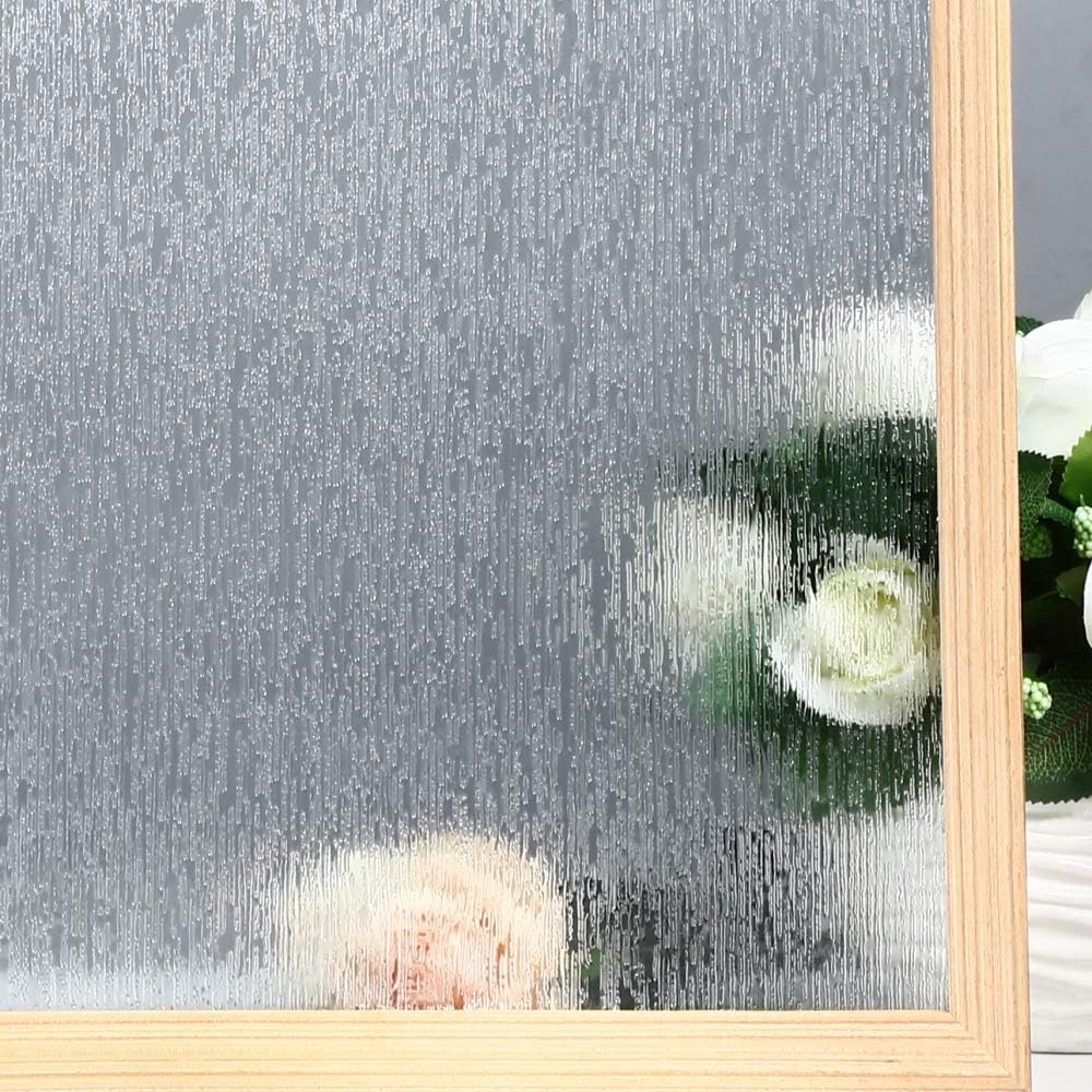 VELIMAX Rain Glass Window Film Privacy Static Window Clings Decorative Glass Sticker for Home Office Removable UV Protection Heat Control 29.5 x 157.4 inches