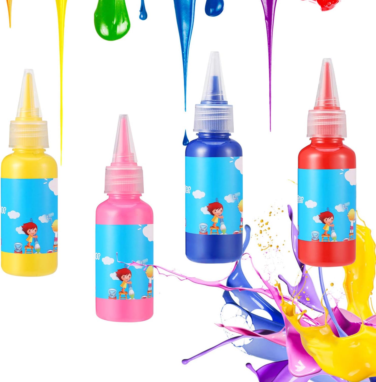 Homkare Finger Paints Kids Finger Paints Non Toxic Washable Finger Paints for Toddlers and Kids (12 Colors x 2.03 fl.oz/60ml): Toys & Games