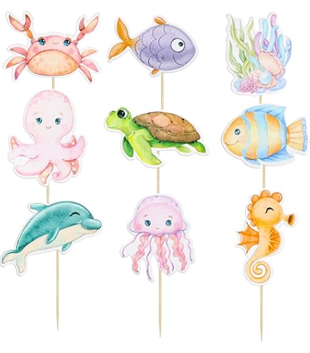 24Pcs Seashell Cupcake Toppers - Beach Theme Party Decorations For Cakes