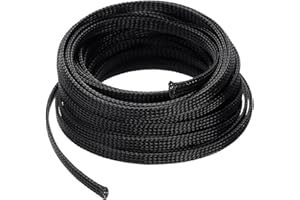 uxcell 25 Ft - 1/4 Inch Expandable Braided Cable Sleeve, PET Cable Management Wire Sleeving Cord Protector, Wire Wrap Loom Tu