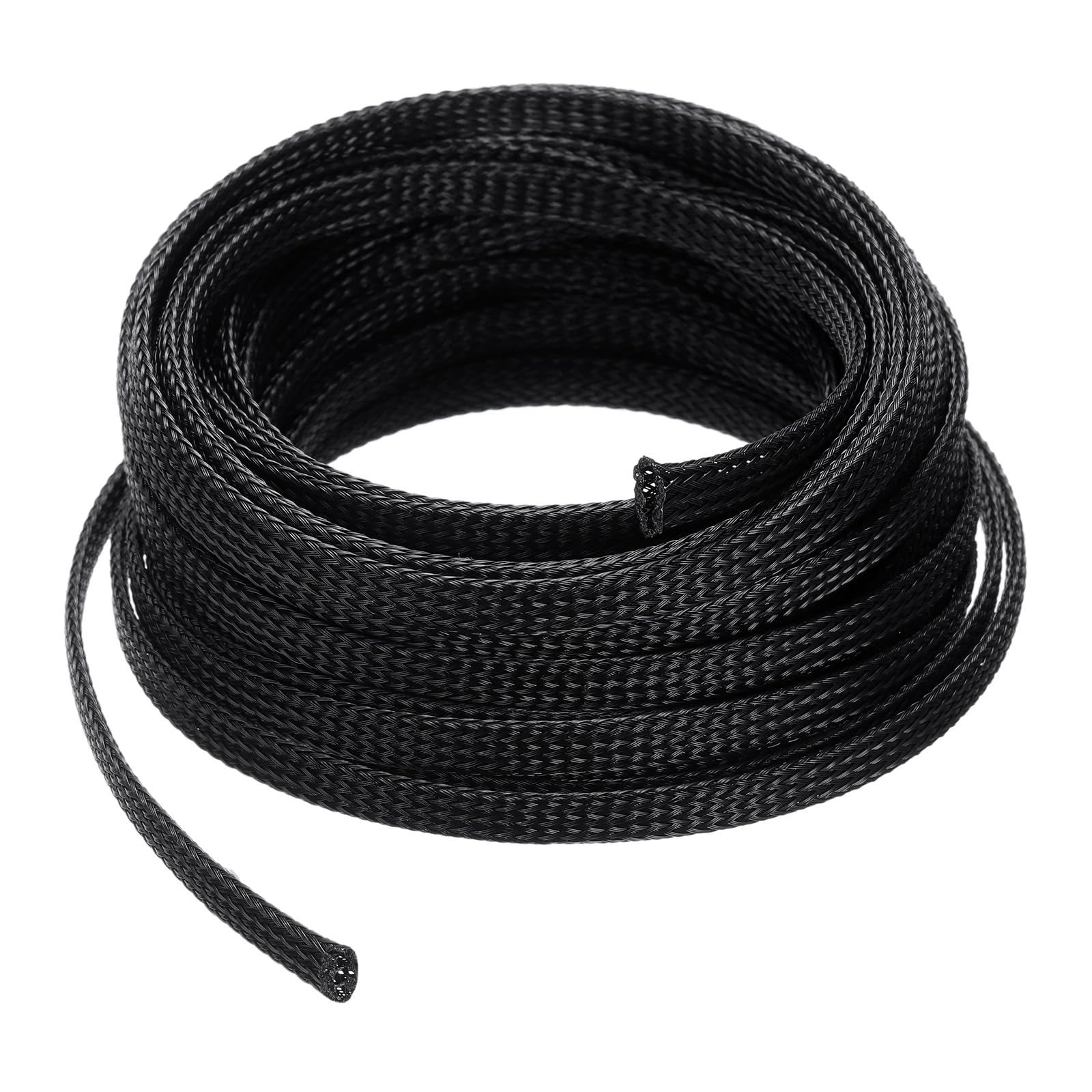 Photo 1 of uxcell 25 Ft - 1/4 Inch Expandable Braided Cable Sleeve, PET Cable Management Wire Sleeving Cord Protector, Wire Wrap Loom Tube for TV Computer Audio, Office Home Devices, Black