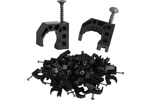LBRAXYI 50 Pack 1/2" Half Clamps J-Hook with Screws, PEX Clips J-Clamp for Tubing Pipe Support J-Clips Tubing Fastener, Tube Talons for PEX, Copper, CPVC Tubing Connections, Black