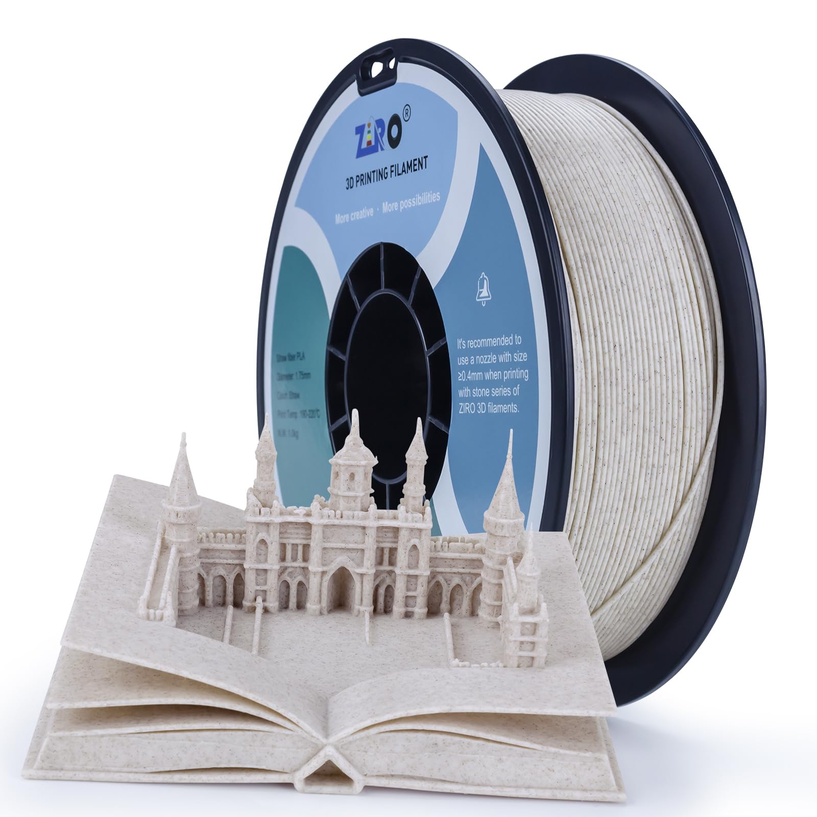 ZIRO PLA Stone Filament 1.75mm, 3D Printer Filament PLA 1.75mm Straw Color 1KG(2.2lbs) - Straw Color