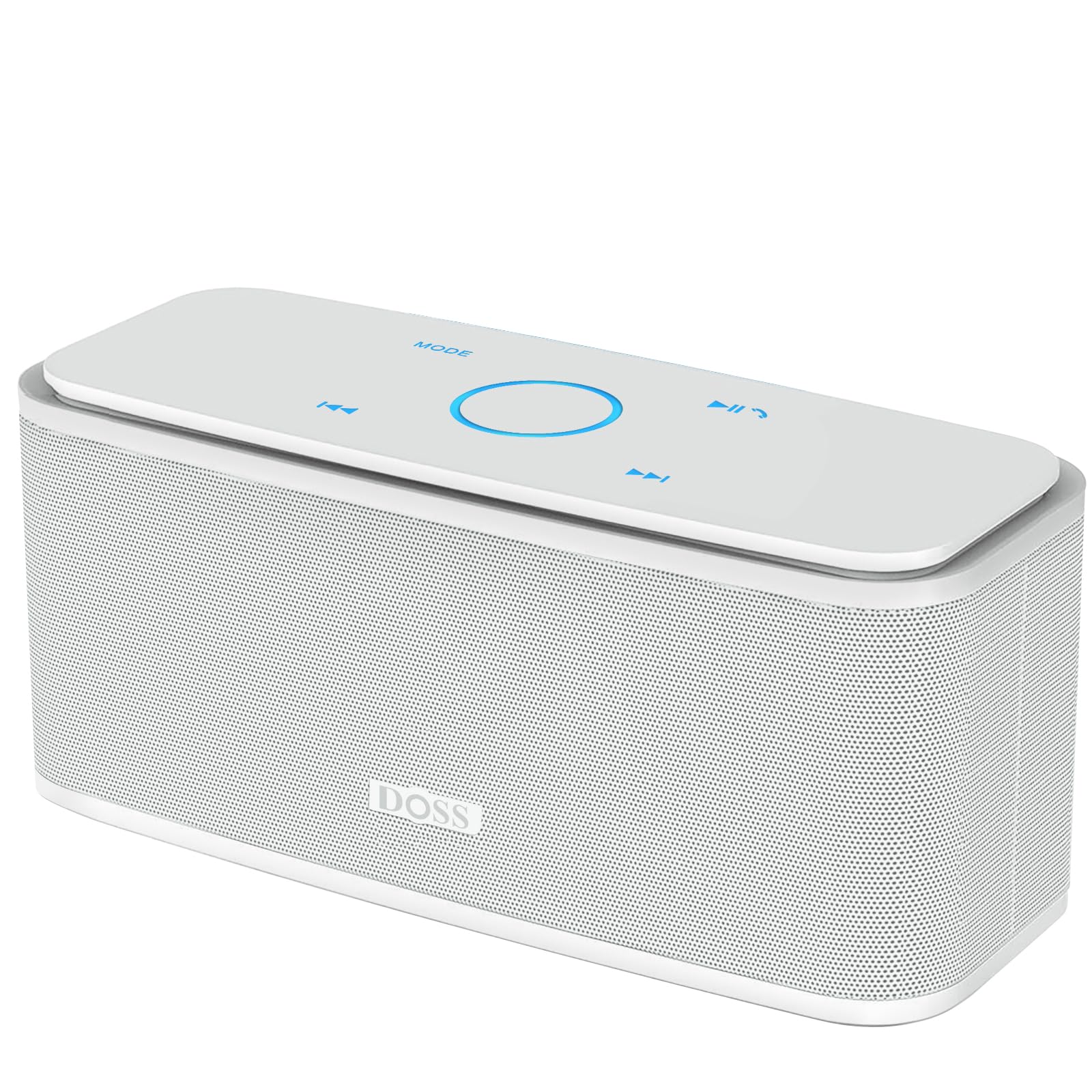DOSS SoundBox Touch Wireless Bluetooth Speaker-12W HD Sound with Rich Bass, IPX5 Waterproof, 20H Playtime, Ideal Christmas & White Elephant Gift for Men, Women, Teens, Office, Home, Travel-White