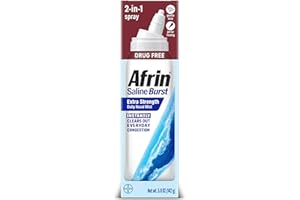 Afrin Saline Burst Extra Strength Daily Nasal Mist, Nose Spray for Everyday Congestion Relief, Hypertonic Seawater Saline Nasal Spray with Dual Nozzle, Drug Free Sinus Rinse, 5 oz