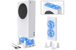 Cooling Fan Stand for Xbox Series S Console, MENEEA Double Cooling Fan Vertical Accessories with Type-C Input Port, 3 Levels 