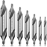 7 Pieces Center Drill Bits Set, M2 High Speed Steel 60-Degree Angle Center Drill Bits Kit Countersink Tools for Lathe Metalwo