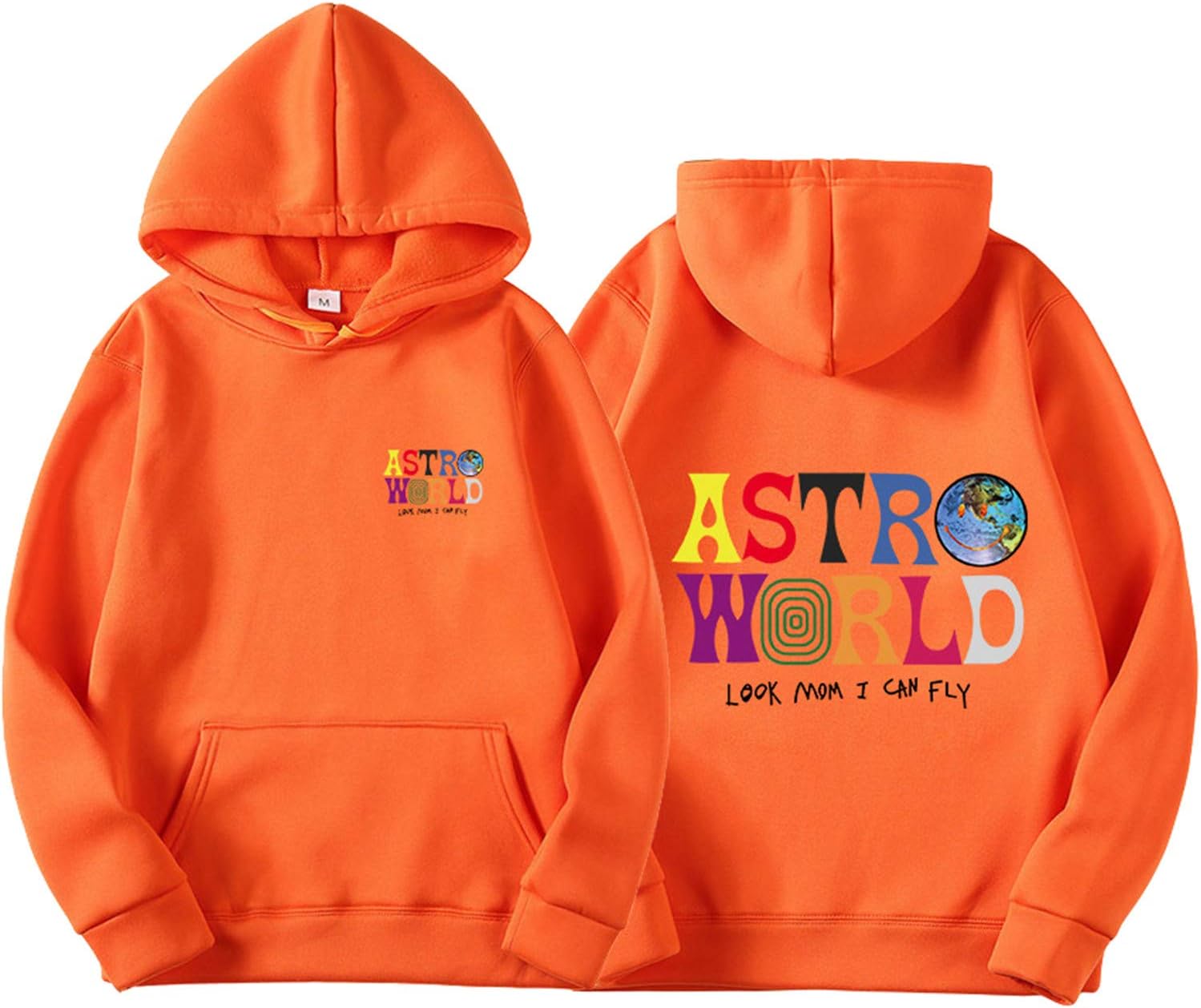 Travis Scott Hoodie New Print Men's Hip Hop Pullover Sweatshirt Hoodies Orange M