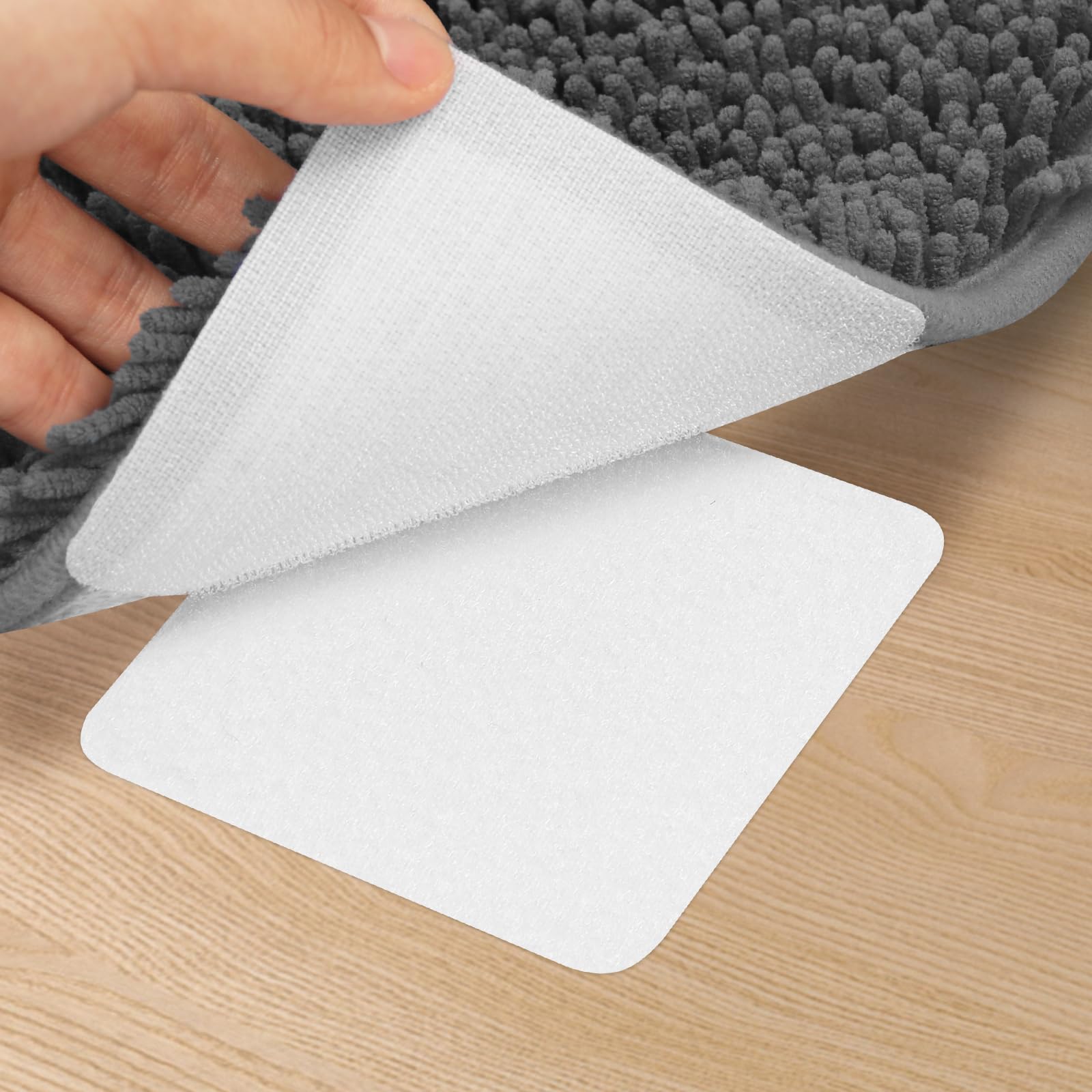 Newthinking Rug Grippers for Laminate Floor, 4x4 Inch Double Sided Anti Curl Rug Corners Grippers Carpet Stickers Tape for Wood Floor, 4 PACK