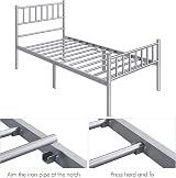 Yaheetech 3ft Single Metal Bed Frame with Headboard Footboard Silver view 5
