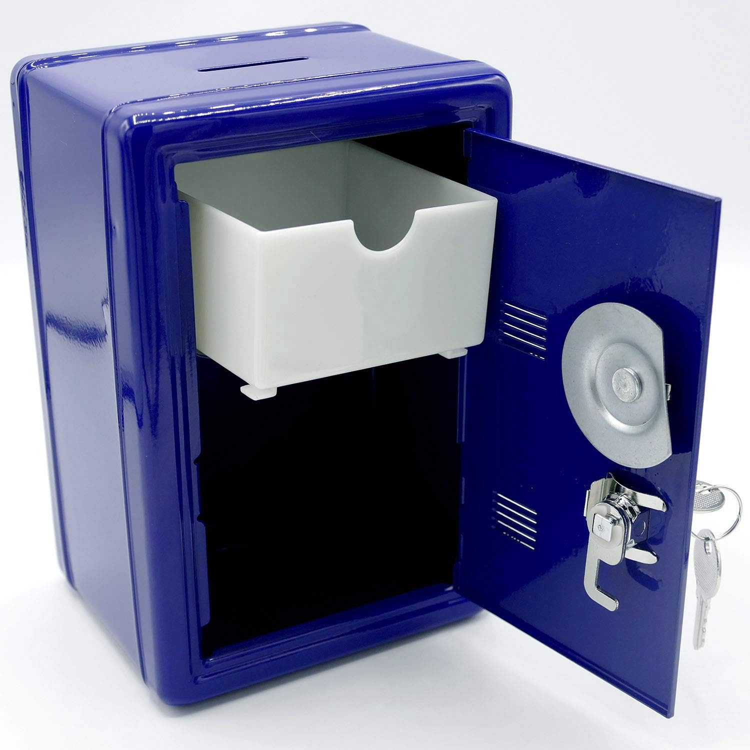 Hucha de Metal con forma de caja fuerte con llave: Amazon.es: Juguetes y juegos