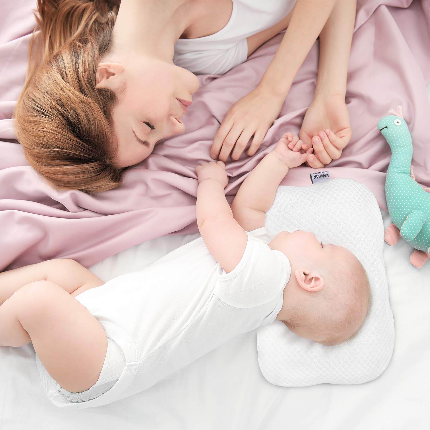 BAMMAX Newborn Pillow, Baby Newborn Pillow Flat Head, Infant Sleeping Pillow, Soft Breathable Memory Foam Baby Head Shaping Pillow Prevent Infant Flat Head Symptom Head Support for Baby 0-12 Months : Baby
